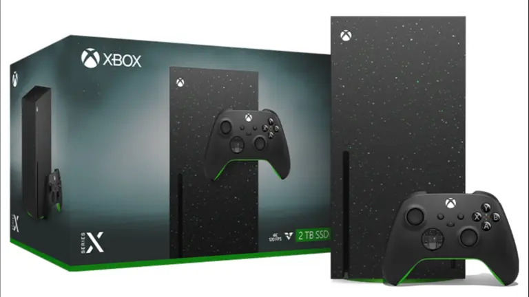 black Xbox console and controller.