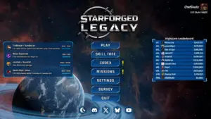 Image of the title screen from Starforged Legacy