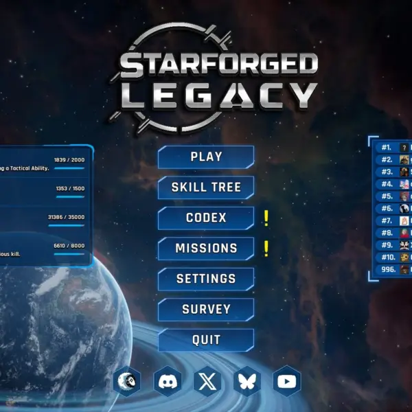 Image of the title screen from Starforged Legacy