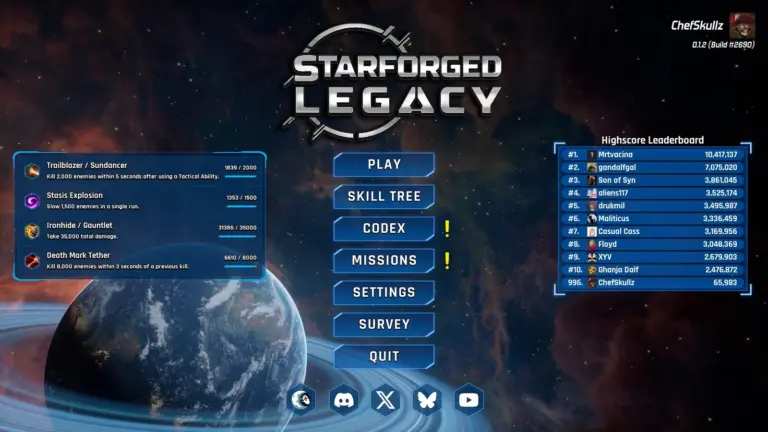 Image of the title screen from Starforged Legacy