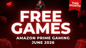 Featured image showing various gaming icons, "Free Games" "Amazon Prime" "June 2026"