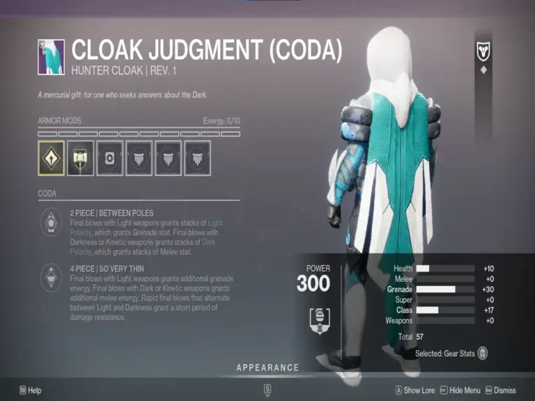 The CODA Hunter Cloak in Destiny 2