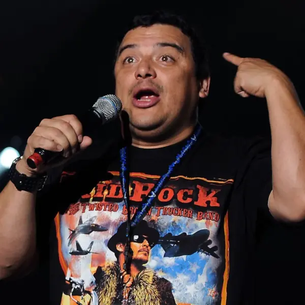 Carlos Mencia performing during the Tour for the Troops concert at Incirlik Air Base in Turkey on December 1, 2009