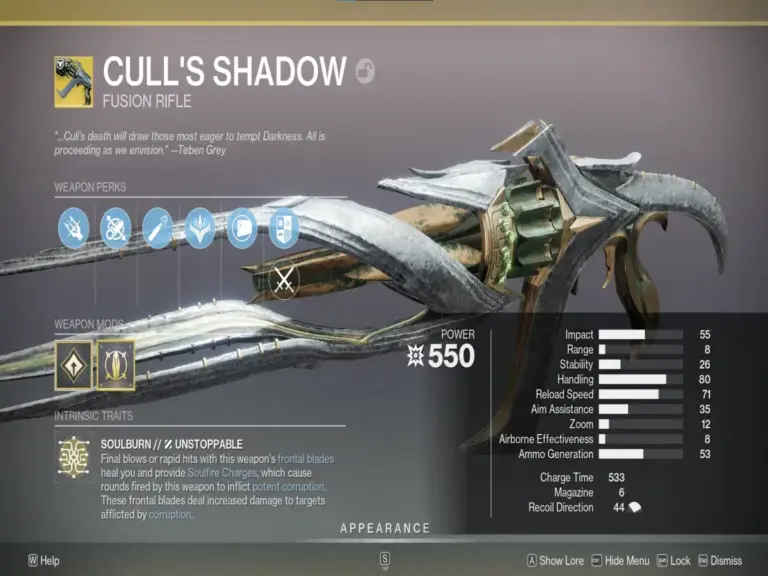 The Cull Shadow exotic in Destiny 2