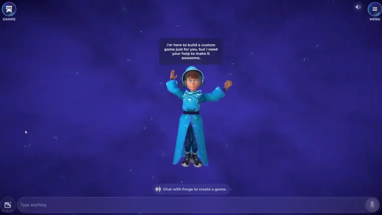 Screenshot from DreamForge, AI-powered gaming platform