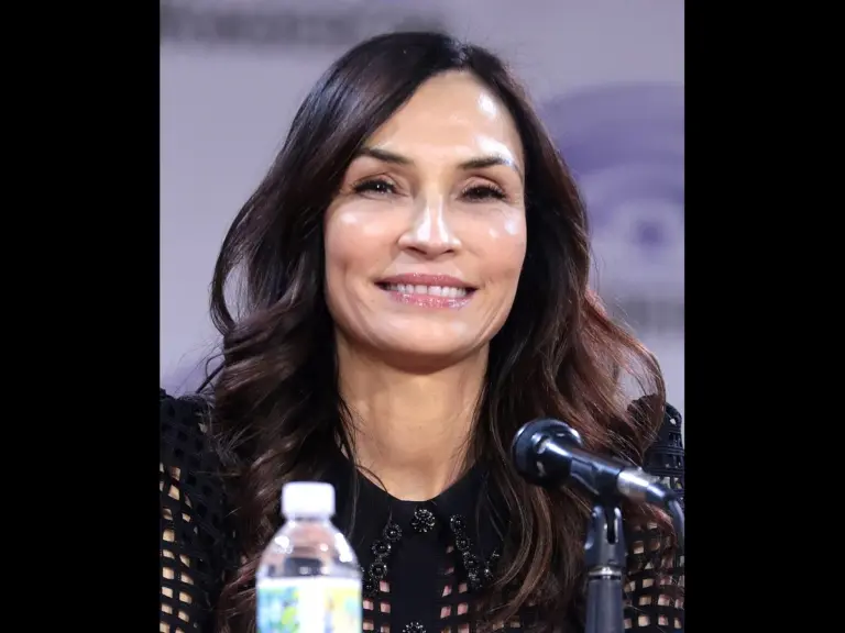 Famke Janssen speaking at the 2023 WonderCon in Anaheim, California.