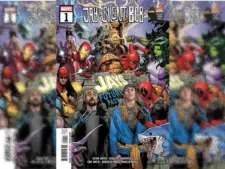 Cover of "Jay and Silent Bob" comic issue number 1 featuring various Marvel characters and Jay and Silent Bob in the foreground.