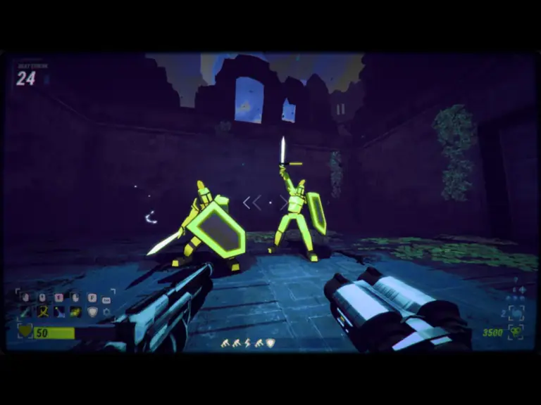 Screenshot from the game ROBOBEAT, music, rogue-lite, shooter