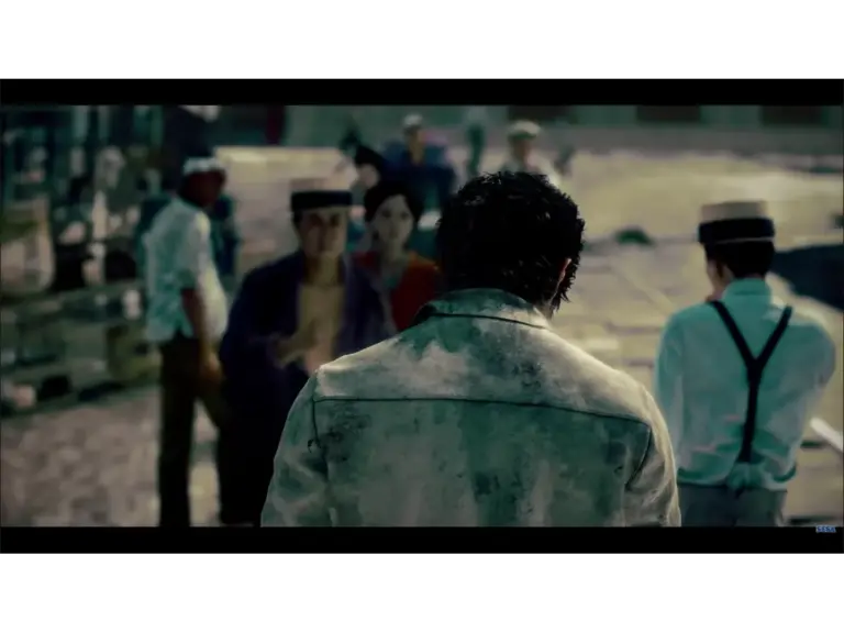 A character from Stranger Than Heaven walking down a busy street.