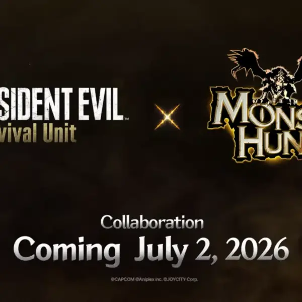 Resident Evil and Monster Hunter title artwork side by side.