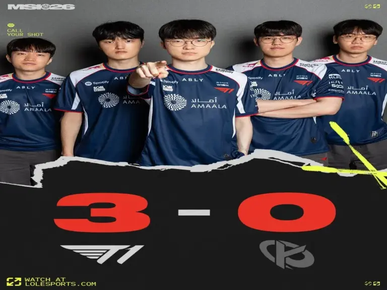 T1 beating KC to reach the Qualification match at MSI 2026