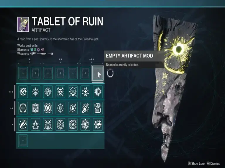 The Tablet of Ruin artifact in Destiny 2