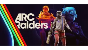 Artwork of Arc Raiders; two characters near the title in white font.