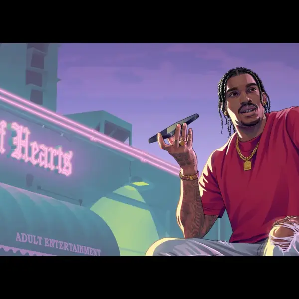 a man making a phone call in Rockstar's GTA 6.