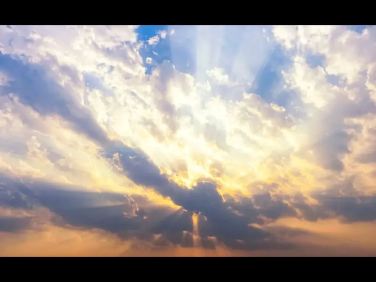 In daily devotional, the beauty of the heavens are shown with a radiant sun-filled sky.