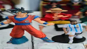 Goku figurine with other anime figurines in the background.
