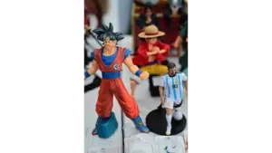Goku figurine with other anime figurines in the background.