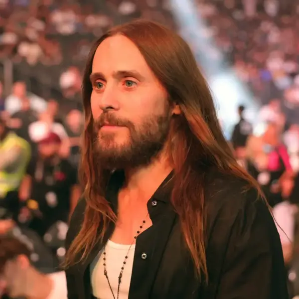 Jul 11, 2026; Las Vegas, Nevada, USA; American actor Jared Leto looks on before King Green fights Terrance McKinney in a lightweight bout during UFC 329 at T-Mobile Arena. Mandatory Credit: Mark J. Rebilas-Imagn Images