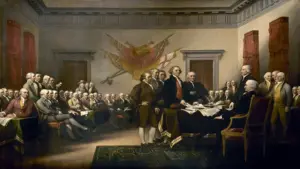 John Trumbull's painting, "Declaration of Independence," being presented to the Congress. Founding Fathers