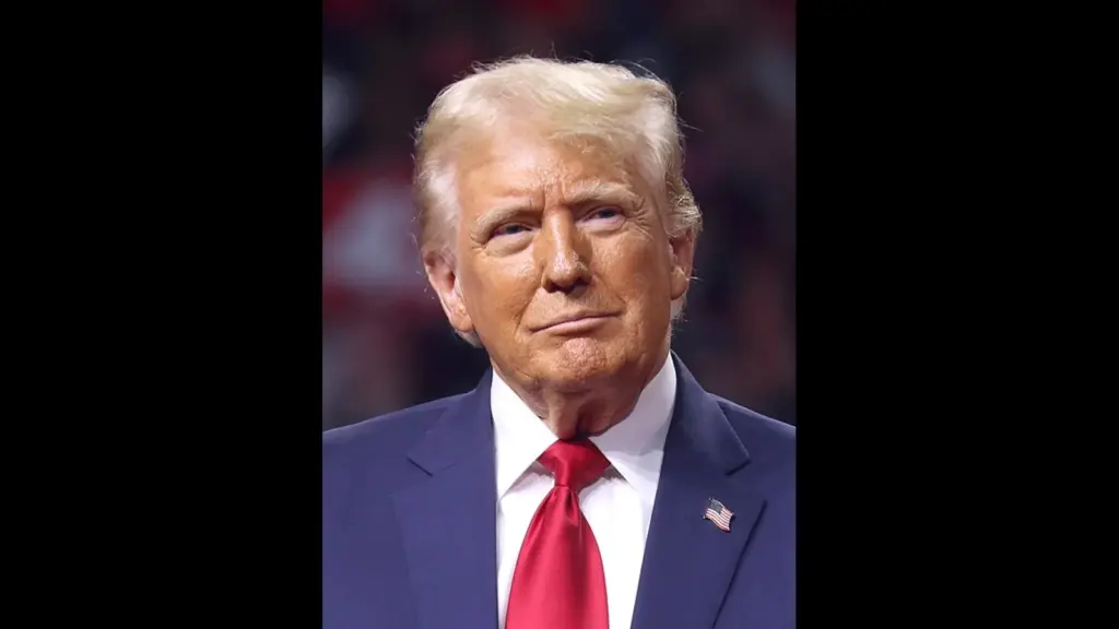 Former President of the United States Donald Trump speaking with attendees at an Arizona for Trump rally at Desert Diamond Arena in Glendale, Arizona.
