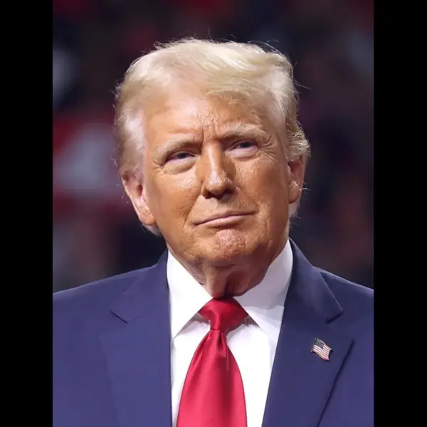 Former President of the United States Donald Trump speaking with attendees at an Arizona for Trump rally at Desert Diamond Arena in Glendale, Arizona.