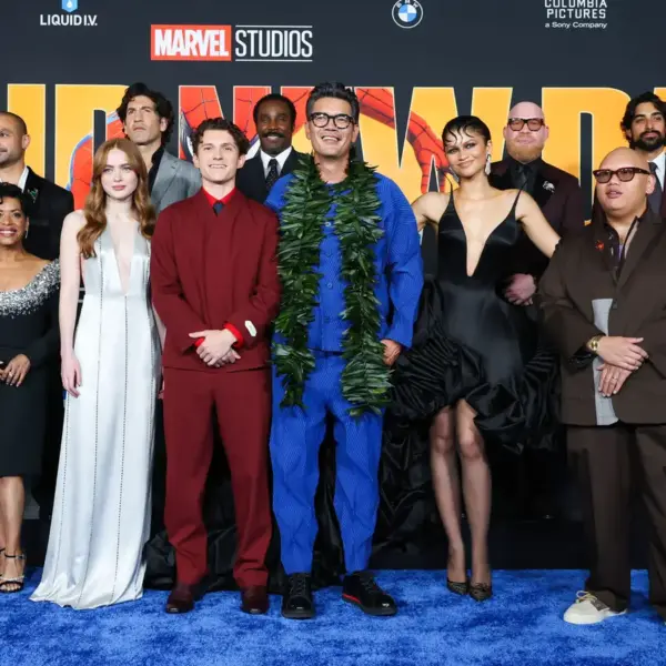 HOLLYWOOD, CALIFORNIA - JULY 27: (L-R) Michael Mando, Liza Colón-Zayas, Sadie Sink, Jon Bernthal, Tom Holland, Tramell Tillman, Destin Daniel Cretton, Zendaya, Marvin Jones III, Jacob Batalon and Eman Esfandi attend the World Premiere of Columbia Pictures SPIDER-MAN: BRAND NEW DAY at the Dolby Theatre on July 27, 2026 in Hollywood, California.