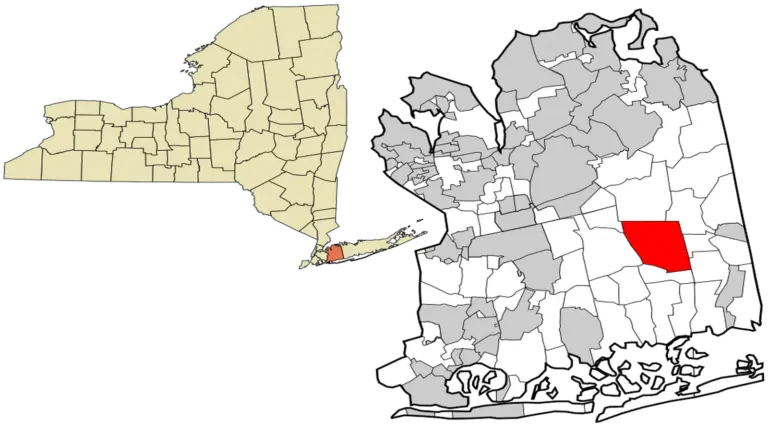Map of Nassau County, New York incorporated and unincorporated areas. Levittown highlighted. "Growing Up Levittown"
