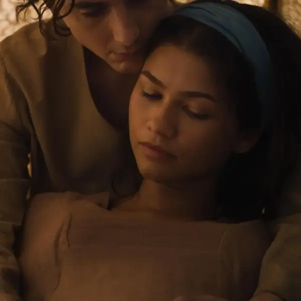 Paul holding Chani affectionately in "Dune: Part 3" trailer.