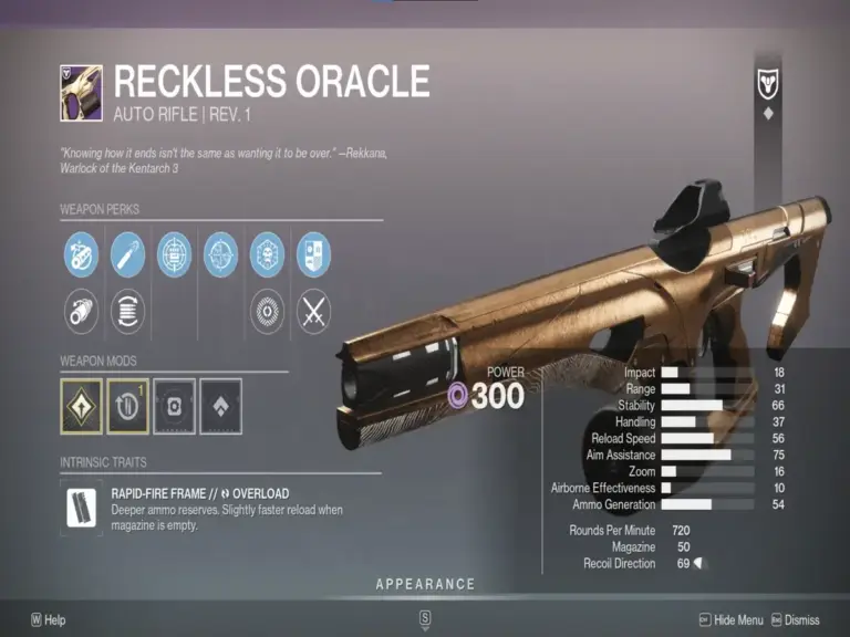 The Pantheon 2.0 Reckless Oracle in Destiny 2