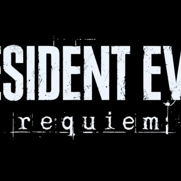 The "Resident Evil Requiem" title on a black background.