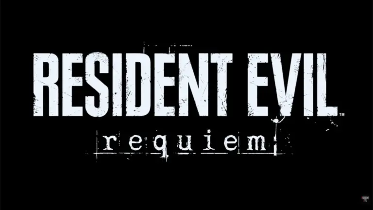 The "Resident Evil Requiem" title on a black background.