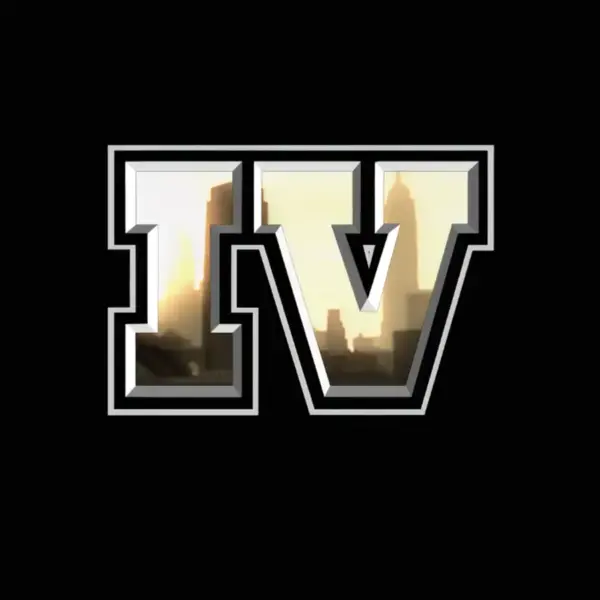 Roman numeral, IV, on black background; title for GTA 4.