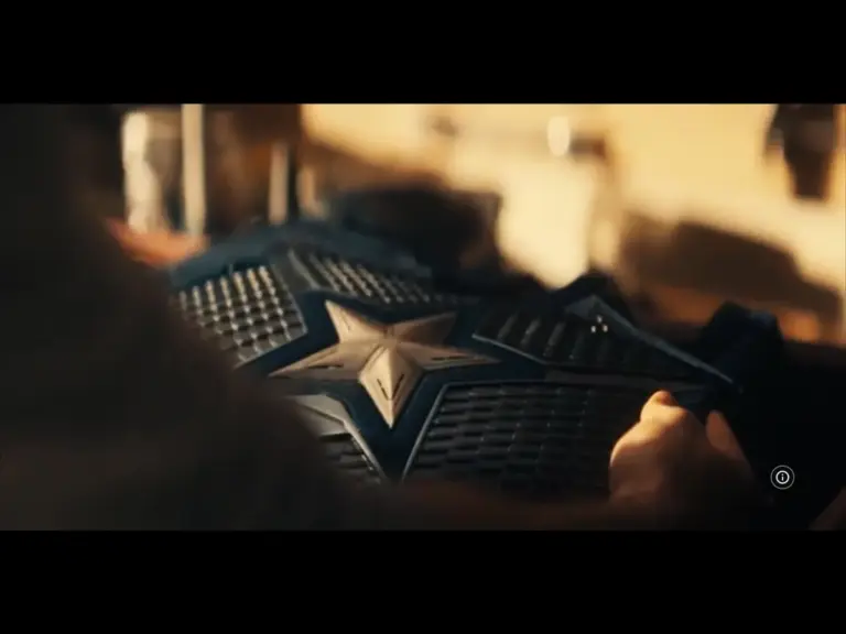 "Avengers: Doomsday" A close-up of Steve Rogers' Captain America suit, showcasing its vibrant colors and distinctive star emblem.