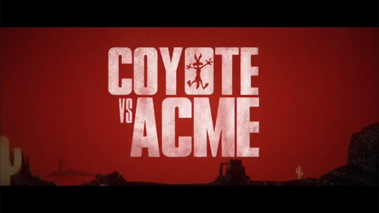 The "Coyote Vs. Acme" title on a red background.