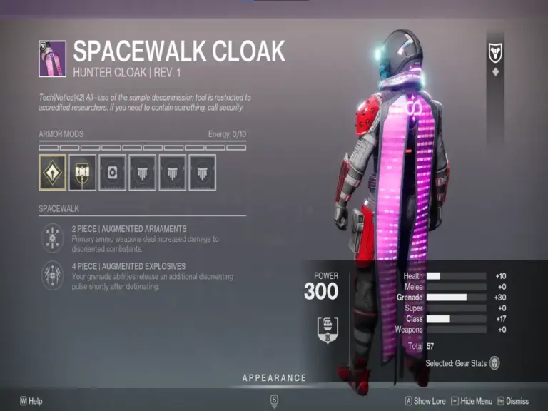 The Spacewalk Hunter Cloak in Destiny 2 from Vesper's Host