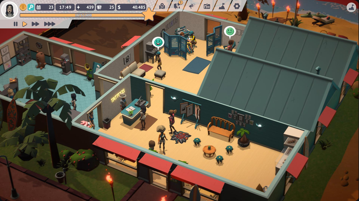 Screenshot from Tattoo Tycoon, Epic Games store, Indie Game, Simulation, Strategy