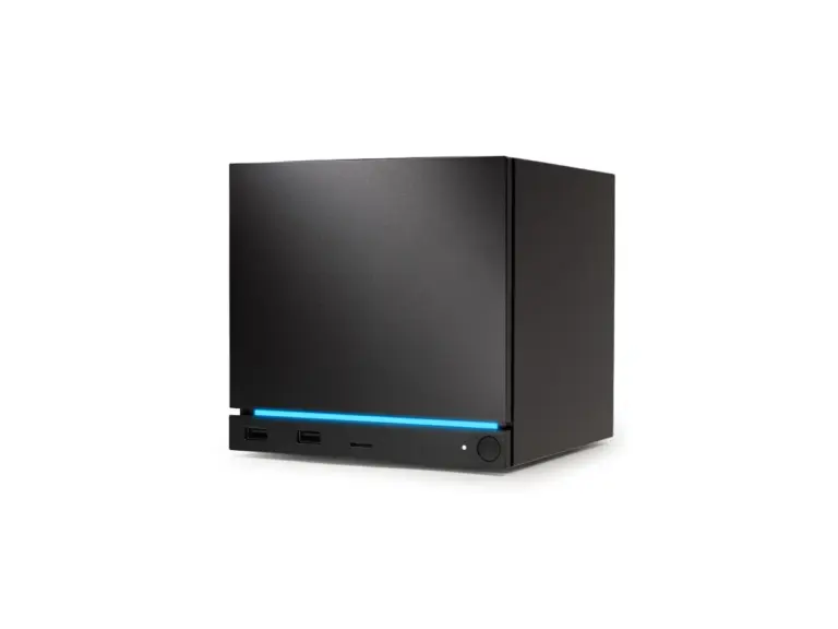 A steam machine in front of white background.