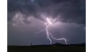Stunning capture of a powerful lightning storm, glowing with raw atmospheric energy that mirrors the intense, instinctive pull of weather intuition.