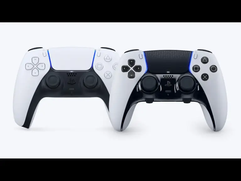 Two PlayStation 5 controllers.