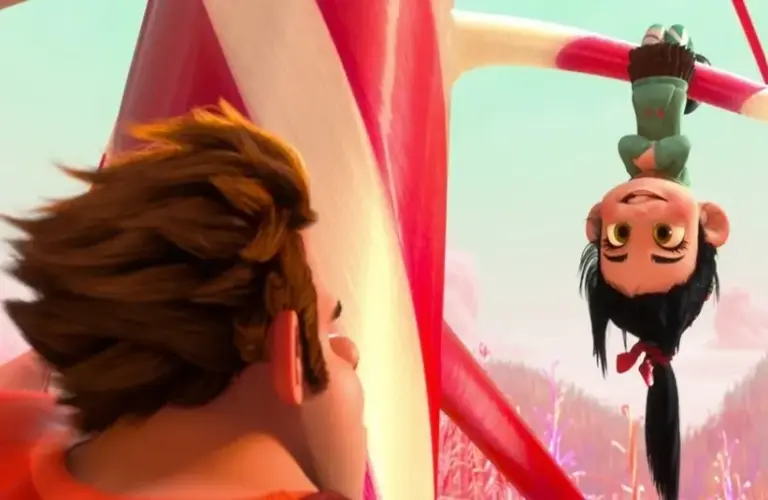 Ralph and Vanellope in Wreck-it Ralph, an awesome fantasy movie.