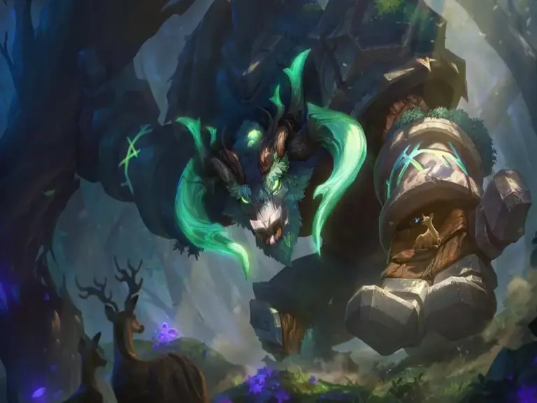Alistar in an Elderwood Skin in Teamfight Tactics