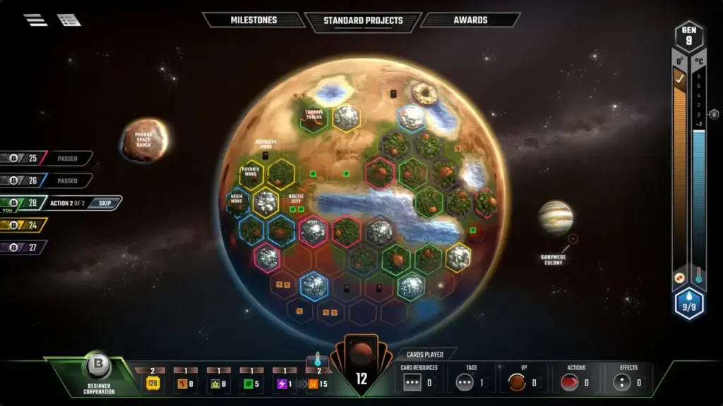 Screenshot from Terraforming Mars, Amazon Prime Gaming, Amazon Luna, turn-based strategy