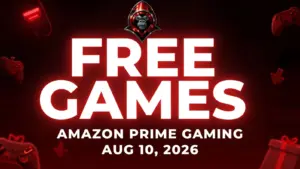 Featured image showing various gaming icons, "Free Games" "Amazon Prime" "August 10 2026"