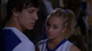 Hayden Panettiere as Britany Allen and Gus Carr as Jesse in cheerleading outfits from Bring it On: All Or Nothing