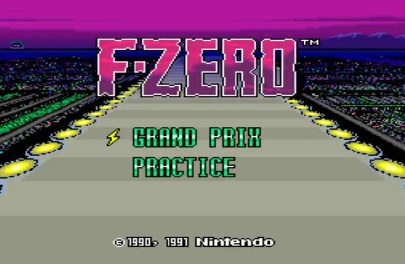 The title screen of the SNES game F-Zero.