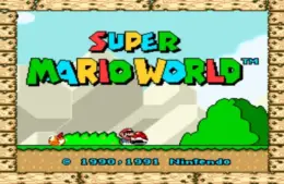 The title screen to Stuper Mario World on the SNES