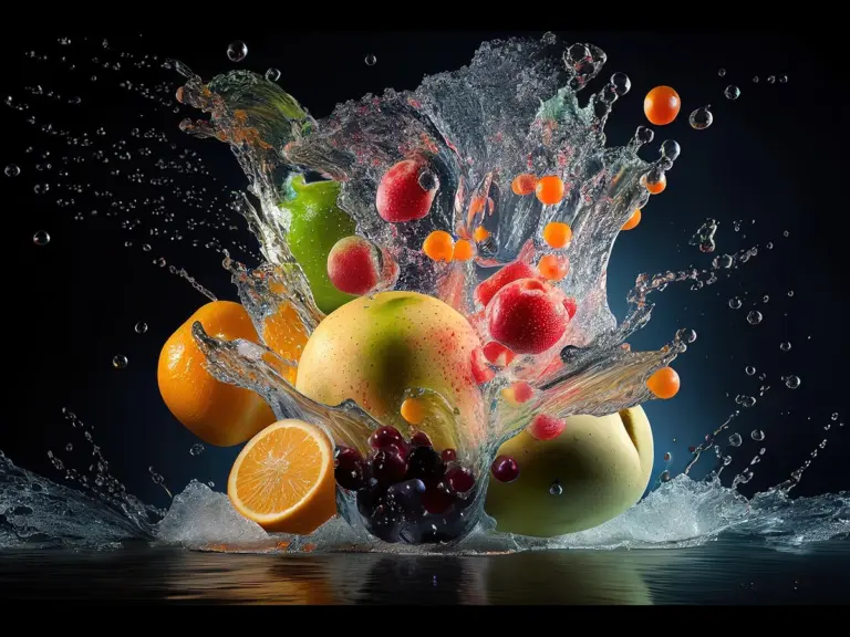 Fruit making a splash as it is dropped into water