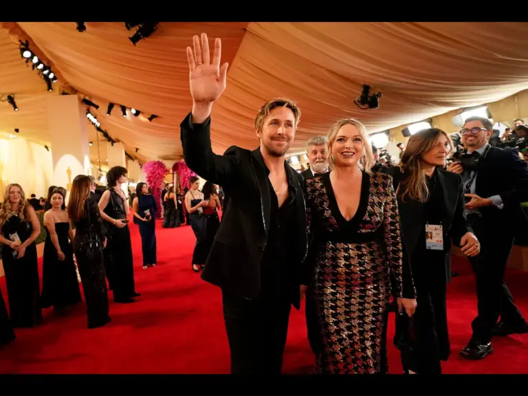 Ryan Gosling and Mandi Gosling on the red carpet at the 96th Oscars at the Dolby Theatre at Ovation Hollywood in Los Angeles on Sunday, March 10, 2024.