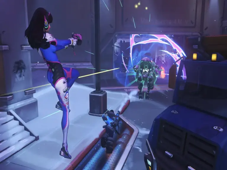 D.Va launching Self-Destruct into a Graviton Surge