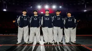 HLE after beating T1 in the LCK Lower Bracket Finals